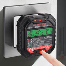 Hasotest-testador de soquete ht107 pro, teste de voltagem, rcd, 30ma, detector de soquete, uk eu, plug terrestre, linha zero, verificação de fase, plugue 2024 - compre barato