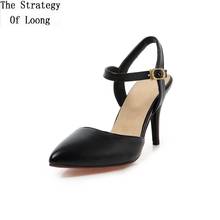 Summer Fashion Plus Size 42 43 Women Back Strap Pointed Toe Buckle Belt Sandals Ladies Thin High Heels Pumps 20200305 2024 - buy cheap