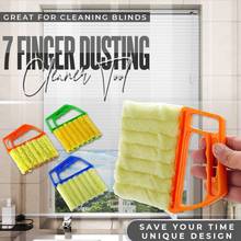 Escova de limpeza com 7 dedos, ferramenta útil de limpeza de janelas, microfibra, limpador de ar condicionado com lâmina de veneziana lavável 2024 - compre barato