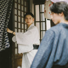 Kimono japonés para hombre, ropa de dormir informal Yukata Haori, moda tradicional, conjuntos de pijamas NOZ, camisón de Samurai a cuadros para el hogar 2024 - compra barato
