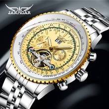 Jaragar Silver Stainless Steel Tourbillion Design Calendar Display Mens Watches Top Brand Luxury Automatic Mechanical Wristwatch 2024 - buy cheap