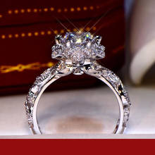 Alta qualidade grande branco zircão cúbico casamento jóias de luxo camadas coroa anel de noivado para a mulher transporte da gota 2024 - compre barato