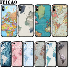 Iyicao no mapa mundi capa de silicone macio, capa para iphone 12 mini xr x xs 11 pro max 10 6 6s 7 8 plus embutida, capa de telefone 2024 - compre barato