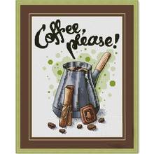 Coffee please cross stitch package still life 18ct 14ct 11ct cloth cotton thread embroidery DIY handmade needlework 2024 - buy cheap