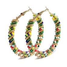MANILAI Fashion Round Beaded Hoop Earrings Women Bohemian Handmade Acrylic Beads Statement Big Earrings Jewelry Wholesale Gift 2024 - buy cheap