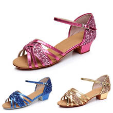 Wholesale Latin Shoes Girls Children/Child/kids Ballroom Tango Salsa Latin Dance Shoes Low Heel Shoes 2 Colors C40 2024 - buy cheap