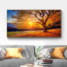 Gold Sunset Tree Autumn Landscape Wall Art Mountain Canvas Painting Posters and Prints Modern Wall Picture for Living Room Decor 2024 - buy cheap