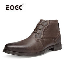 Botas de cuero Natural para hombre, botines impermeables de estilo Vintage, antideslizantes y cómodos, para exteriores, otoño 2024 - compra barato