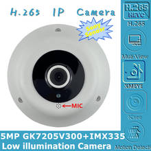Интегрированный микрофон 5MP 2592*1944 панорама IP потолочная купольная камера рыбий глаз 3516E + Sony IMX335 Низкое освещение H.265 IRC CMS XMEYE RTSP 2024 - купить недорого