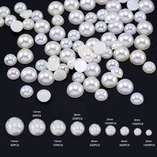 Cuentas semiredondas AB de 2mm-12mm de colores mezclados, perlas de imitación de plástico ABS con reverso plano para joyería artística DIY, accesorio 2024 - compra barato