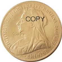 UK 1893 Queen Victoria Great Britain Five Pounds Gold Plated Copy Coin 2024 - buy cheap