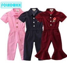 2020 Summer Toddler Baby Girls Kids Clothes Rose Embroidered Jumpsuit Overalls Short Sleeve Pants Outfits Children Clothes 1-6Y 2024 - buy cheap