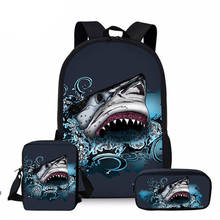 Great White Shark School Bags Set 3Pcs Kid Cool Underwater Animal Backpack Student Book Bag Child Crossbody Satchel 2024 - buy cheap