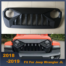 Rejilla delantera de carreras para Jeep Wrangler, accesorio de color negro, ABS, parachoques delantero, JL 2018 2019 2024 - compra barato