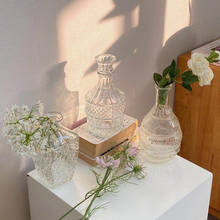 Vaso de vidro transparente vintage, vaso de flores decoração nórdico para casa, pequeno, terrário para sala de estar, mesa, casamento 2024 - compre barato