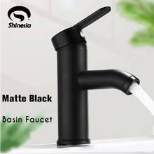 Shinesia Matte Black Bathroom Basin Faucet Vessel Sink Hot and Cold Water Mixer Tap Stainless Steel Paint Short and Tall Type 2024 - buy cheap