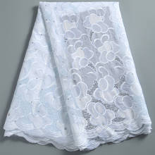 Zhenguitu-tecido de malha africana suíça 100% algodão, branco, diamante brilhante, tecido nigeriano para mulheres, festa de casamento, a2245 2024 - compre barato