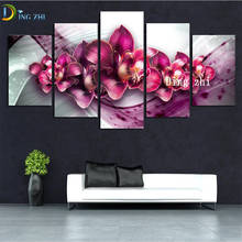 Diamond Embroidery 5 Panel Orchid Square Round Diamond Mosaic Painting Cross Stitch Flower Wall Decor Crafts High Quality Mural 2024 - buy cheap
