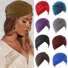 Turbante Hijab fino musulmán de estilo indio para mujer, dorado brillante turbante, nuevo sombrero de Suave y brillante estirable, sombreros indios, envolturas para la cabeza 2024 - compra barato
