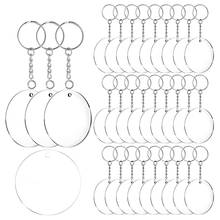 Acrylic Keychain Blanks, 60 Pcs 2 Inch Diameter Round Acrylic Clear Discs Circles with Metal Split Key Chain Rings 2024 - buy cheap