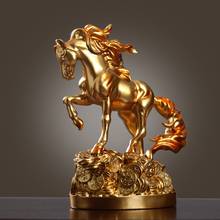 Estatua de Arte de caballo de la suerte, escultura de oro nórdico, cordel de Animal, arte de resina y artesanía, accesorios de decoración del hogar 2024 - compra barato