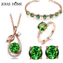 Joishome-Conjuntos de joyería de plata de ley 925 clásica para mujer, pendientes de Esmeralda, anillos, collar, pulseras, regalo de boda al por mayor 2024 - compra barato