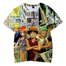 Camiseta de Anime de One Piece para niños, camisetas de Luffy 3D de verano de manga corta para niños, moda para niños JAPONESES/Gril, camisetas informales 2019 2024 - compra barato
