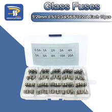 Juego de fusibles de cristal, 5x20mm, 5x20mm, 100/1/2/3/4/5/6/8/10/20A, 0,5 V cada uno, 10 Uds. De soplado rápido kits surtidos de fusible de tubo de vidrio, soplado rápido 2024 - compra barato