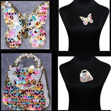 5piece Colorful Sequin Bag Butterfly Embroidered Pathes Sew On Applique Stickers Scrapbooking Sewing Accessories Cloth TH104 2024 - buy cheap