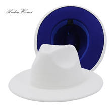 Шляпа фетровая, в стиле джаз, белая, ярко-синяя 2024 - купить недорого