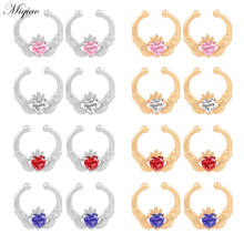 Miqiao 2pcs Hot Sale Hypoallergenic Fake Nose Ring New Product Alloy Peach Heart Zircon Clip Nose Ring 2024 - buy cheap