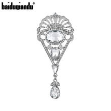 baiduqiandu Brand New Arrival Clear Crystal Rhinestones Art Deco Wedding Brooches in Dark Silver Color Plated 2024 - buy cheap