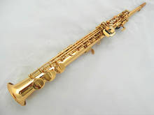 Saxofón Soprano B de alta calidad, instrumento musical profesional de superficie dorada de latón plano con funda, envío gratis 2024 - compra barato