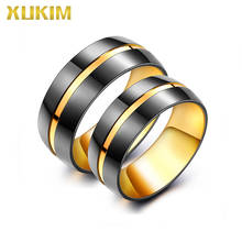 ORL680 Xukim Ювелирные Изделия Простые Кольца для пар из нержавеющей стали корейские модные золотые кольца для мужчин и женщин ювелирные изделия 2024 - купить недорого