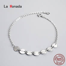 La monada luxo prata fina 925 jóias pulseira feminino mulher redonda bolacha minimalista pulseiras para mulher prata 925 esterlina 2024 - compre barato