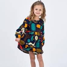 Платье для девочек, детское хлопковое и льняное платье с цветочным принтом и длинными рукавами для девочек, весенне-летние платья для малышей на Рождество 2024 - купить недорого