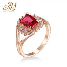 Anillos Yuzuk Red Ruby Square Gemstone 925 Sterling Silver Wedding Ring For Women Bridal Fine Jewelry Engagement Rose Gold Ring 2024 - buy cheap