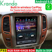 Rádio de carro krando android 9.0, 4g, 64g, 12.1 ", estilo tesla, tela vertical, para lexus lx470 2004-toyota land cruiser lc100 carplay 2024 - compre barato