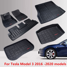 Для Tesla Model 3 автомобильный коврик для ног водонепроницаемый нескользящий коврик для пола TPE model3 2016-2020 лет водонепроницаемый автомобильный полный набор напольных ковриков 2024 - купить недорого