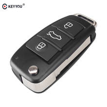 KEYYOU 10 шт./лот 3 кнопки флип-ключ для автомобиля ключ для отбортовки чехол оболочка Fob чехол для ключей для автомобиля Audi A2 A3 A4 A6 A6L A8 S5 Q7 TT 2024 - купить недорого