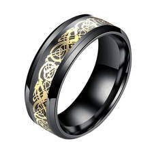 Man Ring Red Green Carbon Fiber Black Dragon Inlay Comfort Fit Stainless steel Rings for Men Wedding Band Ring 2024 - buy cheap