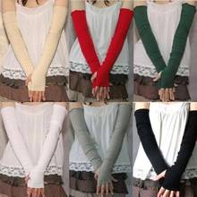 2021 New Lady Fashion UV Sun Protections Arm Warmer Long Fingerless Cotton Gloves Sleeves 2024 - buy cheap