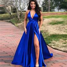 Женское вечернее платье It's yiiya, синее платье на шнуровке с разрезом сбоку на лето 2019 2024 - купить недорого