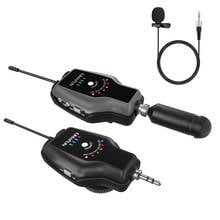 Kimafun uhf sistema de microfone sem fio lavalier mic/microfone de suporte para câmera, iphone, smartphone, gravação vlog, youtuber, alto-falante pa 2024 - compre barato