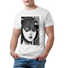 Camiseta de manga curta e estampada uzumaki, camiseta masculina de algodão na moda praia 2024 - compre barato