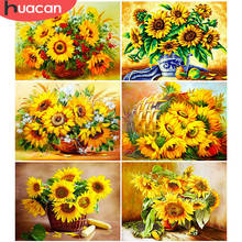 HUACAN Full Square Diamond Painting Sunflower Rhinestone Picture Cross Stitch 5D DIY Diamond Embroidery Flower Decoration 2024 - buy cheap