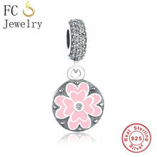 FC Jewelry Fit Original Brand Charm Bracelet 925 Silver Four-leaf Clover Pink Enamel Love Pendant Bead For Making Berloque DIY 2024 - buy cheap