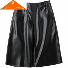 Plus Spring Autumn Size Women Genuine Leather Black Midi Skirt Real Sheepskin Skirts Elegant Clothes LWL9626 2024 - buy cheap