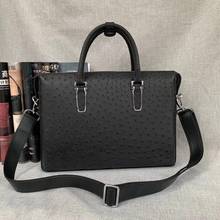 Authentic Exotic Ostrich Skin Men's Large Business Briefcase Bag Black Laptop Case Genuine Leather Male Working Purse Handbag 2024 - buy cheap
