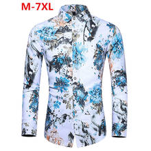 Camisa Vintage para hombre, camisa de manga larga con estampado de viento nacional, de gran tamaño, informal, ajustada, 5XL, 6XL, 7XL, novedad de otoño 2024 - compra barato